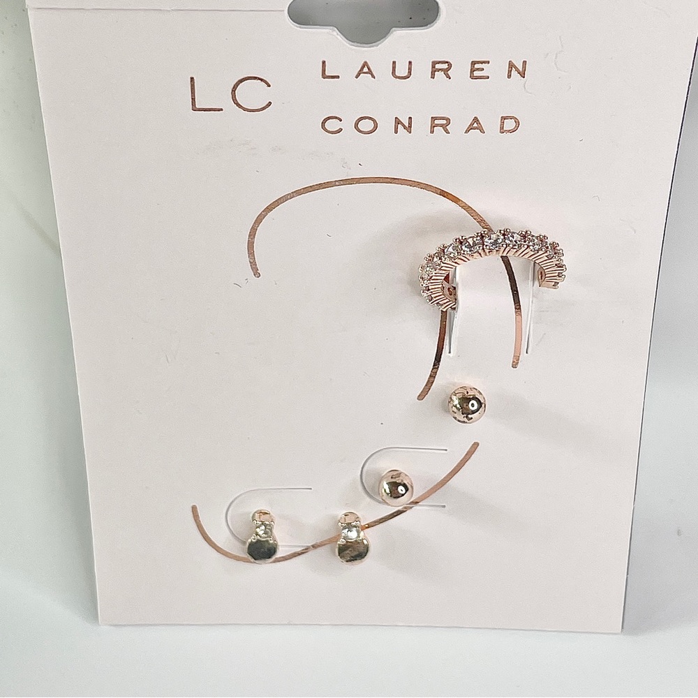 LC Lauren Conrad rose gold, two pairs of earrings, and cuff set - Picture 4 of 6